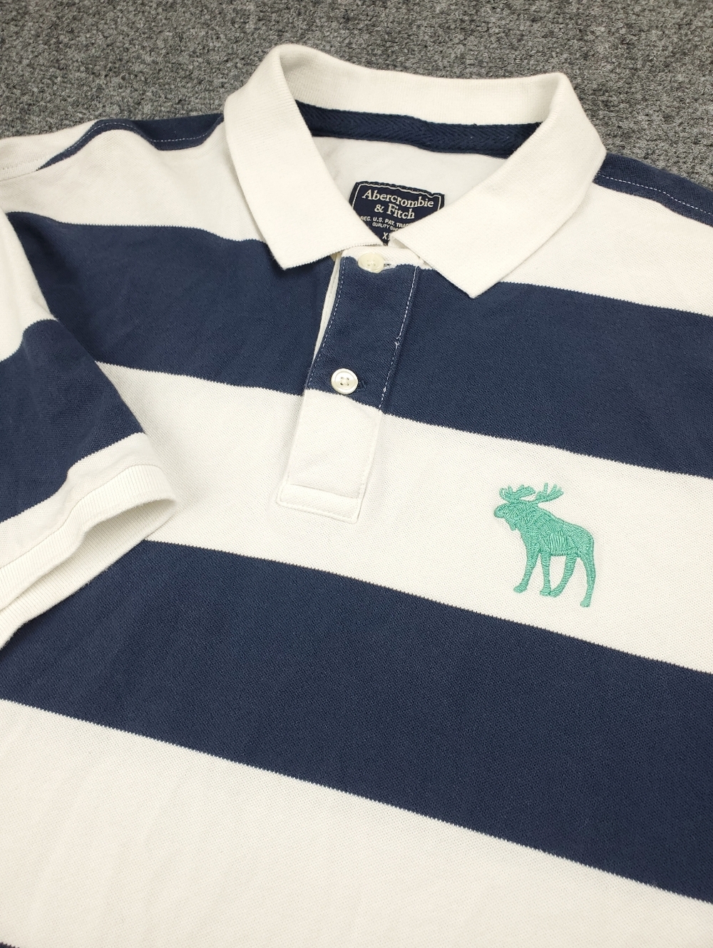 Vintage Y2K Abercrombie & Fitch Rugby Striped Polo Shirt 2XL Preppy Big Moose